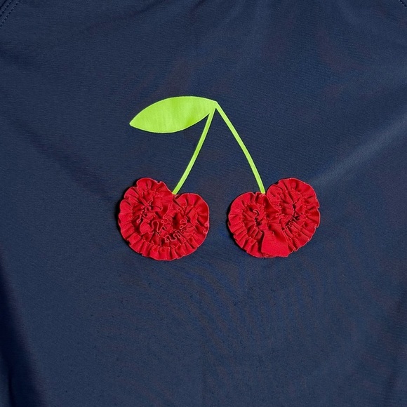 Gymboree Blue and Red Cherry Short Sleeve rashguard   Swimsuit top/size 8 - Picture 6 of 9